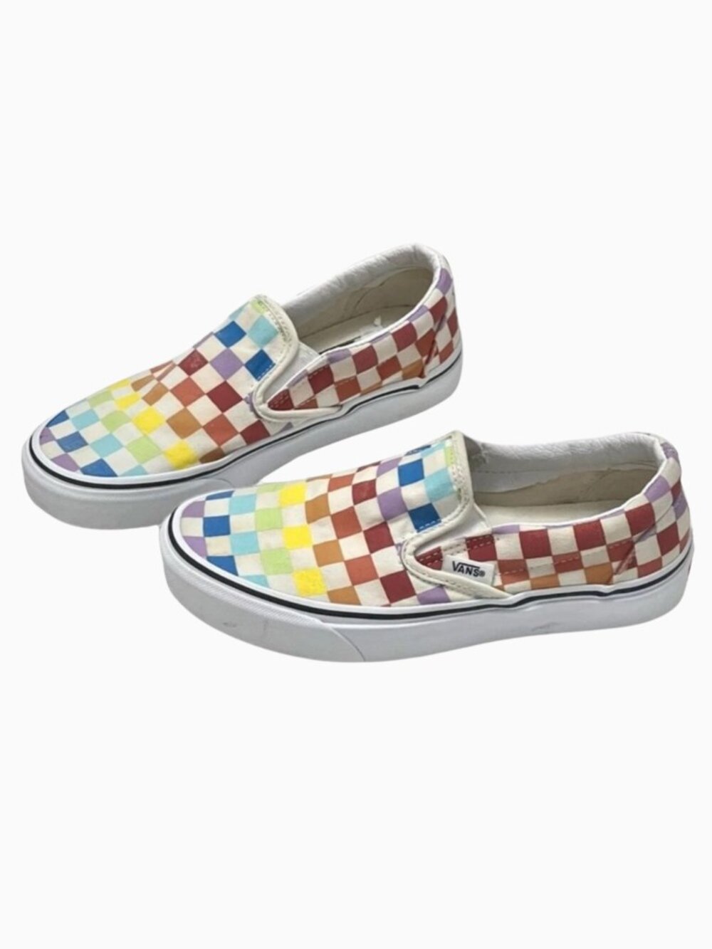 Vans‎ Checkered Shoes Women’s Sz 5 Canvas Colorful Classic Skate Slip-On Casual